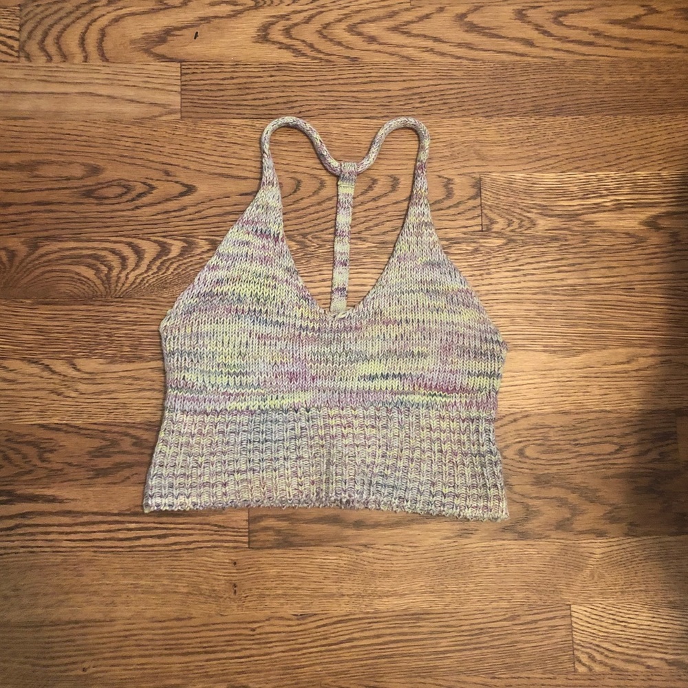 Multicolored knitted crop top